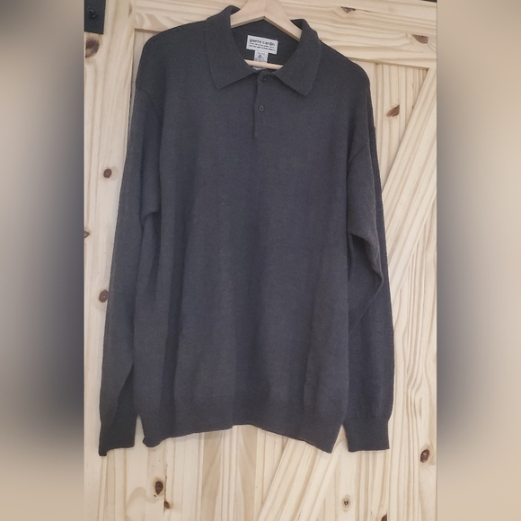Vintage Pierre Cardin Grey 100% Italian Merino Wool Size XL Collared Shirt - Picture 1 of 7